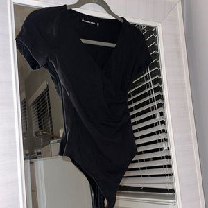 Black Wrap Short Sleeve Bodysuit